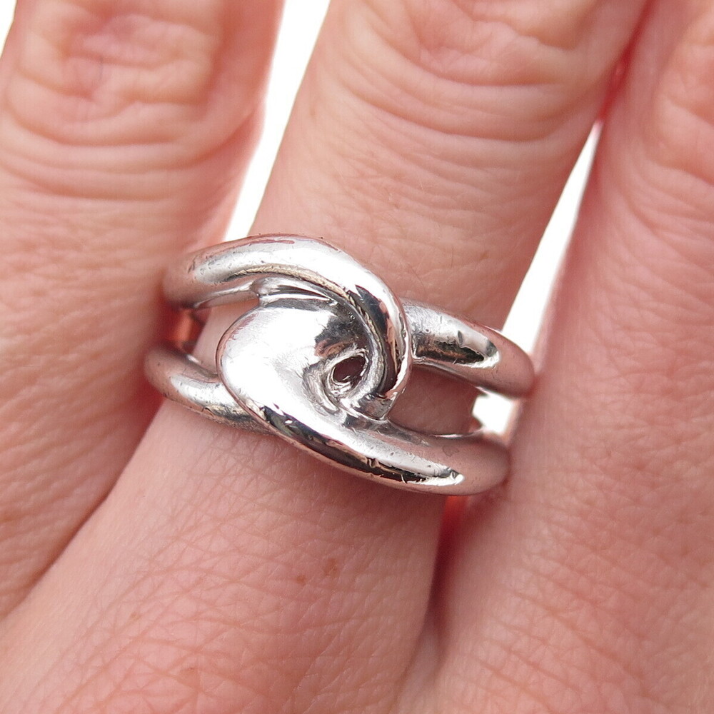 Elle 925 Sterling Silver Vintage Real Ruby Interlocked Oxidized Ring Size 7.5